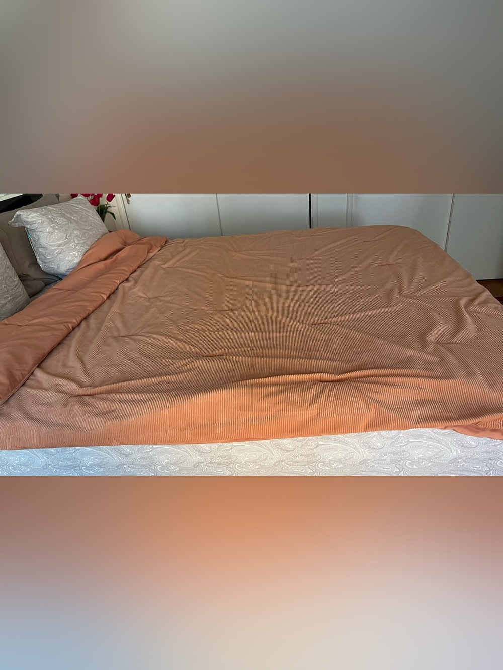 Room essentials peachy color Soft Ribbed Copper Duvet Cover
66x94 Inches 
Twin